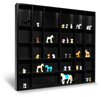Obrázok produktu pre Creative Deco Nástenná vitrína s policami, čierna | 28 priehradiek | 44,5 x 40 x 3 cm | Drevená vitrína z nenafarbeného prírodného dreva | Ideálna na uskladnenie, decoupage a dekoráciu