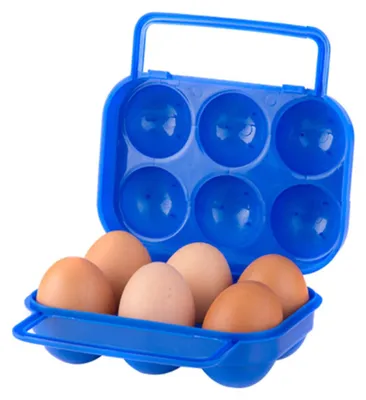 Eierbox aus Kunststoff für 6 Eier, mit Deckel, blau