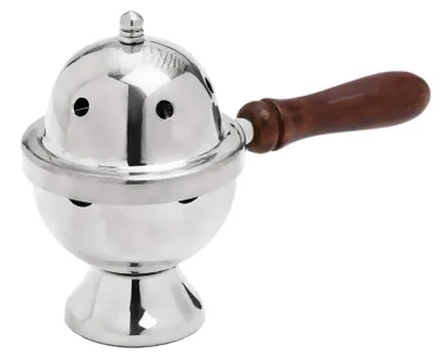 Räucherpfanne aus Messing vernickelt, handgefertigt, 10,5 cm