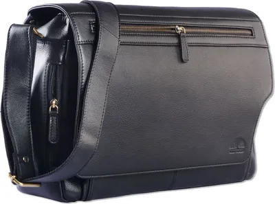Produktbild von WILD WOODS - Laptop Messenger Bag Leder große Umhängetasche mit 15,6 Zoll Notebook-Fach Aktentasche für Business Büro Uni Schule in Rindsleder Schwarz