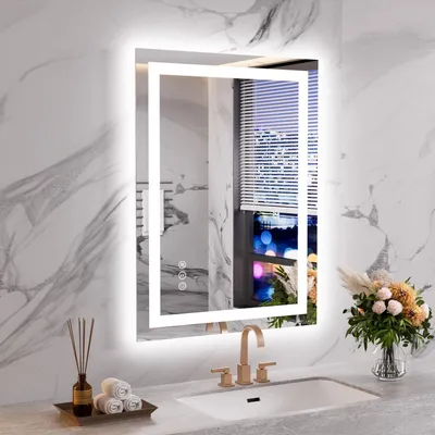 Immagine prodotto di Specchio da bagno illuminato, dimensioni 60x80 cm, con dimmer, funzione antiappannamento, memoria, 3 tonalità di luce, grado di protezione IP44