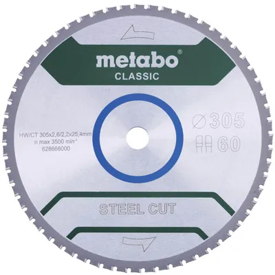Obrázek produktu pro Metabo STEEL CUT CLASSIC 628668000 Pilový kotouč 305 x 25,4 x 2,2 mm Počet zubů: 60 1 ks (628668000)