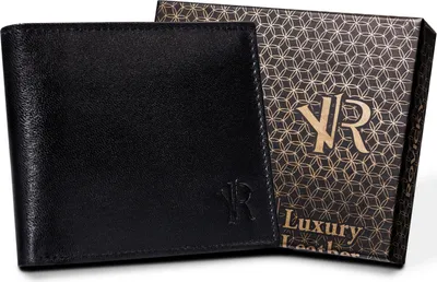 Image de Rovicky | Porte-monnaie en cuir, pour hommes, sans fermoir, noir, 12.5x10 cm