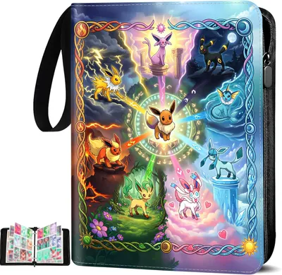 Produktbild von Pokémon Sammelkarten Album, Sammelalbum für Karten, Kunstleder Sammelalbum mit Reißverschluss, 50 Seiten 900 Taschen - 9 pocket