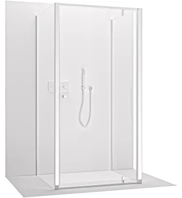 Productafbeelding van Douchecabine Ferri U L/P - 6 mm - chroom, transparant glas - 80x90x195 cm - draaiduur
