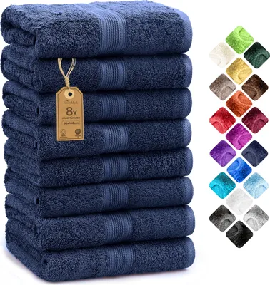 Produktbild von Frottier Handtücher 8er Pack 50x100cm, 100% Baumwolle, Navy blau