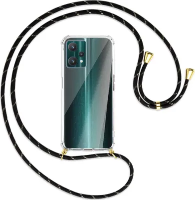 Produktbild von Handykette Backcover-Schutzhülle mit Band (Metall goldfarben) für Realme 9 Pro 5G - schwarz/gold