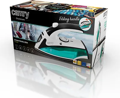 Immagine prodotto di Camry | CR 5024 | Ferro da stiro a vapore da viaggio | 840 W | Capacità serbatoio acqua 40 ml | Bianco/verde/nero