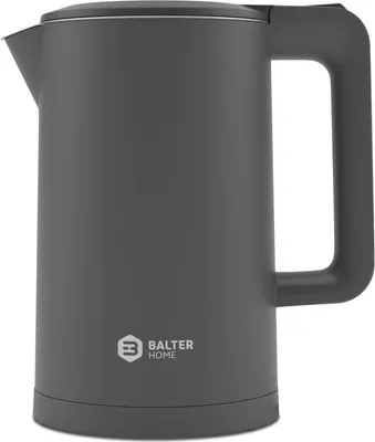 Produktbild von Balter Wasserkocher Edelstahl WK-4, 1,7 Liter, elektrischer Wasserkocher, Doppelwand Design, BPA frei, LED, kabellos, Teekocher Kompakt, leise, Grau