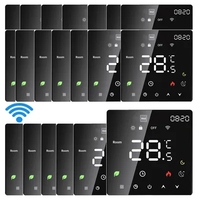 Zdjęcie produktu dla 20X Inteligentny termostat WiFi, głosowy, aplikacja Tuya, programowalna regulacja temperatury, stopień ochrony IP20, tryb automatyczny/ręczny, cyfrowy termostat do wodnego ogrzewania podłogowego 3 A