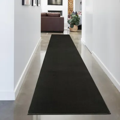 Produktbild von Moderner schwarzer Teppich samtig weich pflegeleicht mit m Flair Größe - 80 x 300 cm