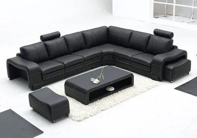 Image de Canapé design Canapé d'angle avec pouf Coussin Salon en L