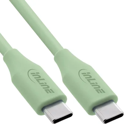 Produktbild von InLine USB 2.0 Kabel, USB-C Schnellladekabel 100W, Matcha Latte / Grün 0.5m, 0,5 m, USB C, USB C, USB 2.0, 0,48 Gbit/s, Grün