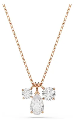 Produktbild von Swarovski Mesmera Anhänger, Rosé-vergoldete Damenhalskette mit Drei Schimmernden Zirkonia in Verschiedenen Schliffen, Länge: 40-45 cm