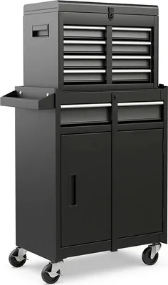 Image de Chariot d'atelier pour outils TL35688BK avec 5 tiroirs, verrouillable, avec roulettes, noir