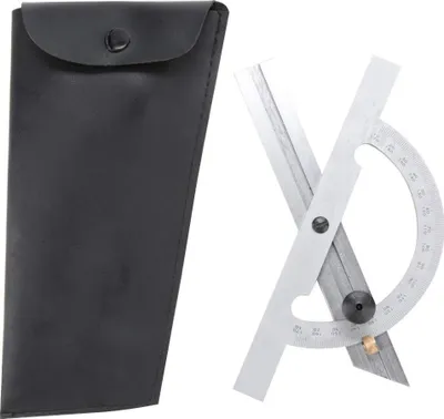 Produktbild von Gradenswinkelmesser - Kohlenstoffstahl 180 Grad Winkelmesser und Lineal zum Malen, Zeichnen und Messen (200x400mm)