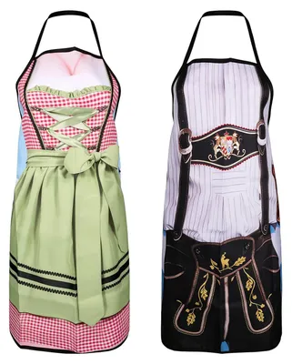 2er-Set Oktoberfest-Schürzen, Polyester, 80x63 cm, bunt