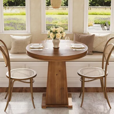 Produktbild von Runder Esstisch - Kleiner Tisch - Küchentisch - Frühstückstisch - Bistrotisch - Tischplatte aus massivem Holz, 80 cm Durchmesser