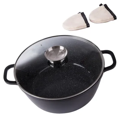 Produktbild von Großer Schmortopf mit Glasdeckel - Aluminium - 12,6 l
