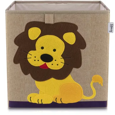 Produktbild von Lifeney Kinder Aufbewahrungsbox I praktische Aufbewahrungsbox für jedes Kinderzimmer I Kinder Spielkiste I Niedliche Spielzeugbox I Korb zur Aufbewahrung von Kinder Spielsachen (Löwe dunkel)