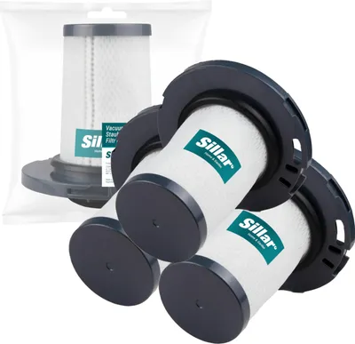 Multiple vacuum cleaner filters shown from a slightly elevated diagonal angle.