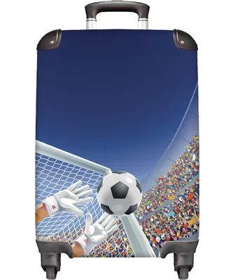 Obrázek produktu pro NoBoringSuitcases.com® Kufr Příruční zavazadlo Kufr na kolečkách Malý cestovní kufr na 4 kolečkách - Fotbal - Brankář - Stadion - Branka - Děti - Kabina Velikost < 55x40x23 cm a 55x40x20 cm - Foto kufr - Kabinový kufr - Palubní zavazadlo - Dětský kufr - Dětský vozík.