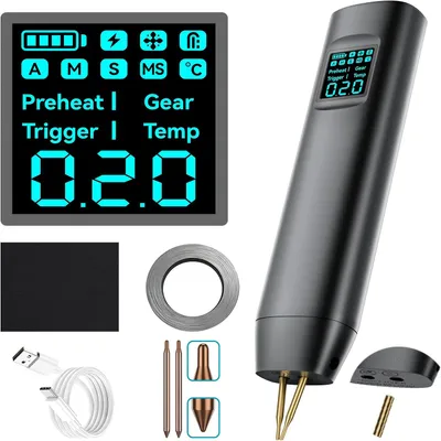 Produktbild von Akku Punktschweißgerät, Elektrodenschweissgeräte, 99 Stufen, Doppelpuls, Automatik- & Handmodus, LCD Display, Tragbare DIY Punktschweißmaschine