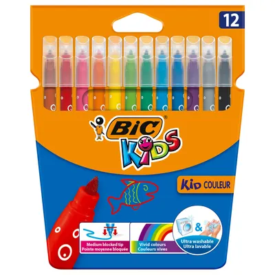 Obrázok produktu pre BIC KIDS perá s vláknovým hrotom Kid Couleur medium, balenie 12 kusov