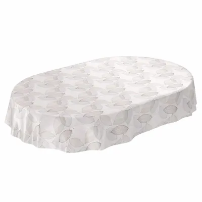 Produktbild von Tischdecke Wachstuch Blumen Beige Robust Wasserabweisend Oval Breite 140 cm Länge 200 cm