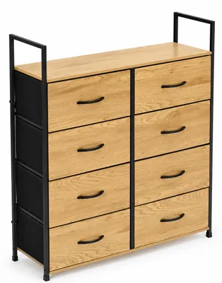Produktbild von Kommode mit 8 Stoffschubladen, Holzoptik und Schwarz, 80 cm, KI-generiertes Bild