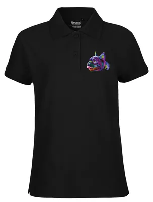 Produktbild von Huuraa Damen Polo Shirt Mops Colorful XL Black Bio Baumwolle Fairtrade Poloshirt Geschenkidee