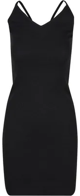 Immagine prodotto di Urban Classics, abito a media lunghezza da donna, modello a fascia con scollo a V, in jersey a coste, colore nero, taglia XS