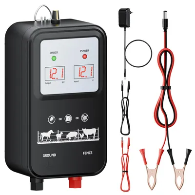 Obrázok produktu pre Profesionálny elektrický ohradník 12KV pre hospodárske zvieratá - Nastaviteľné výstupné napätie 7-13KV so solárnym/batériovým/sieťovým napájaním