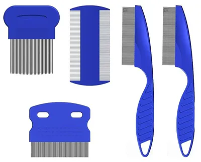 Immagine prodotto di Pettine antipulci - Pettine per pidocchi - Set da 5 - Acciaio inossidabile - Doppio lato