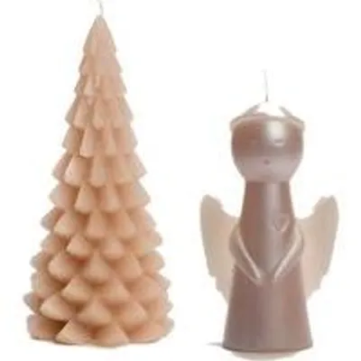 Cactula Weihnachtskerzen-Set – Weihnachtsbaum und Engel – Skin – 2 Stück