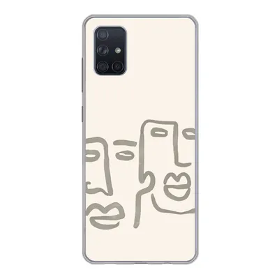 Produktbild von MuchoWow® Handyhülle Schutzhülle Hülle für Samsung Galaxy A71 Gesicht - Abstrakt - Strichzeichnung Silikon Softcase Handy Hülle - Kartenbesitzer