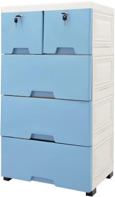 Obrázok produktu pre Malý modrý plastový vozík s kolieskami