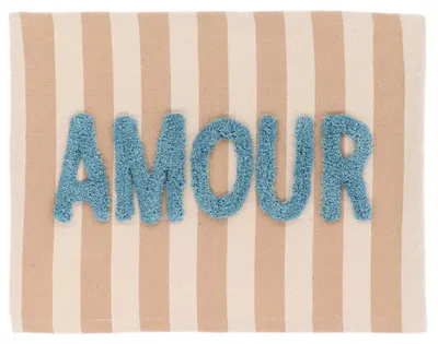 Image de TENDANCE | Tapis de douche - Tapis de salle de bain - 45 x 60 cm - multicolore - en coton - Tapis de bain - Motif rayé