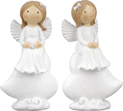 Produktbild von Gilde Figur, Engel, "Marie", Herzmotiv, Kunstharz, weiß, L. 4 cm, B. 7 cm, H. 12.5 cm 37616 4063387376164 2 Stück (2-fach sortiert)