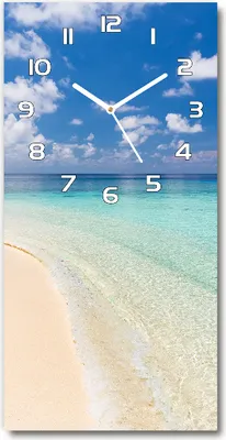 Produktbild von Glaswanduhr mit berührungsfreien Zeigern Strand Malediven 30x60 Vertikal