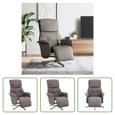 Image de The Living Store Fauteuil de massage avec repose-pieds Taupe Tissu