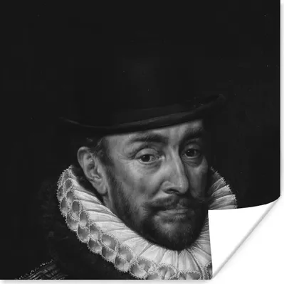 Produktbild von MuchoWow® Poster Porträt von Wilhelm I. - Adriaen Thomasz - Schwarz und Weiß 75x75 cm - Wand Dekoration