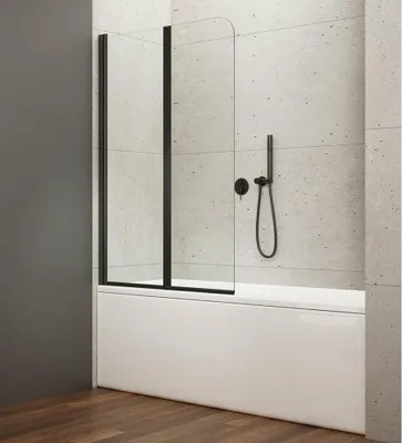Produktbild von Aqualine WILA Wannenabtrennung 900mm, Schwarz, Klarglas