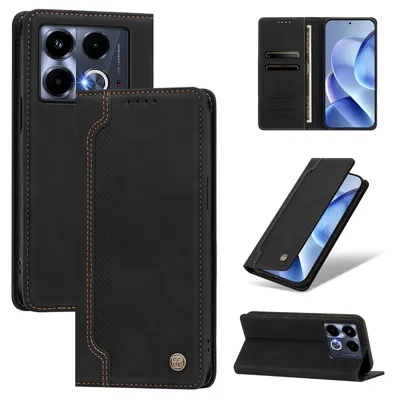 Produktbild von Handyhülle für Infinix Note 40 Pro/Note 40 Pro 4G/Note 40 Pro+, Leder Wallet Klapphülle mit Standfunktion, Stoßfeste Schutzhülle Schwarz