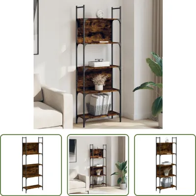 Produktbild von The Living Store Bücherregal 5 Böden Räuchereiche 60,5x24x166,5 cm Holzwerkstoff