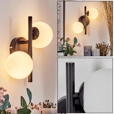 Produktbild von Isorella Wandlampe aus Metall/Glas in Schwarz/Weiß