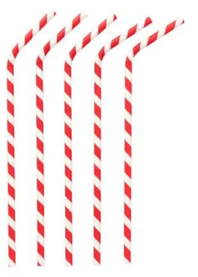 Produktbild von 200 Trinkhalme Papier Ø 6 mm · 22 cm rot/weiss "Stripes" flexibel