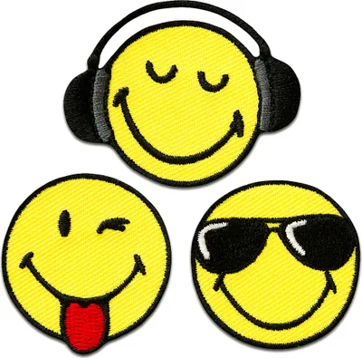 Obrázek produktu pro Sada Smiley © 3ks. Cool - nášivka, nažehlovací, nažehlovací obrázek, nášivka, nažehlovací, velikost: Ø 3,5 cm