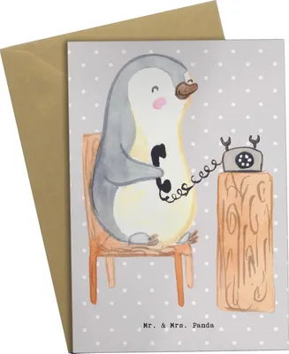 Produktbild von Mr. & Mrs. Panda Grußkarte Callcenteragent Herz - Grau Pastell - Geschenk, hochzeitskarten, Kundendienstmitarbeiter, osterkarten, einladungskarten, glückwunschkarten
