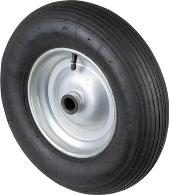 Produktbild von BS Rollen BS Luftrad C90, Rad-Ø 400 mm, Radbreite 100 mm, Tragkr. 200 kg, Rollenlager, Lauffl. Gummi schwarz, Rillenprofil, Nabenlänge 75 mm, Achsloch-Ø 25 mm